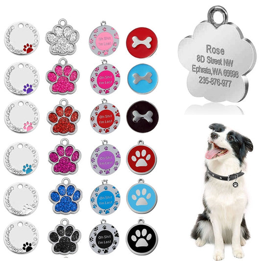 Personalized Engraving Pet  Name Tags Customizable ID Collar Tag