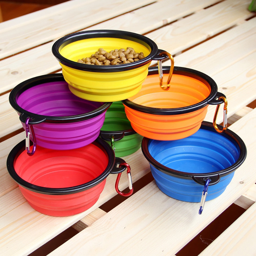 Foldable Collapsible Silicone Pet Bowl for Travel and Outdoors